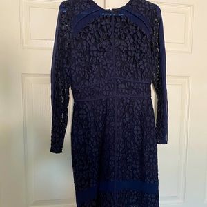 Adelyn Rae Lace and Sheer Long Sleeve Dress
